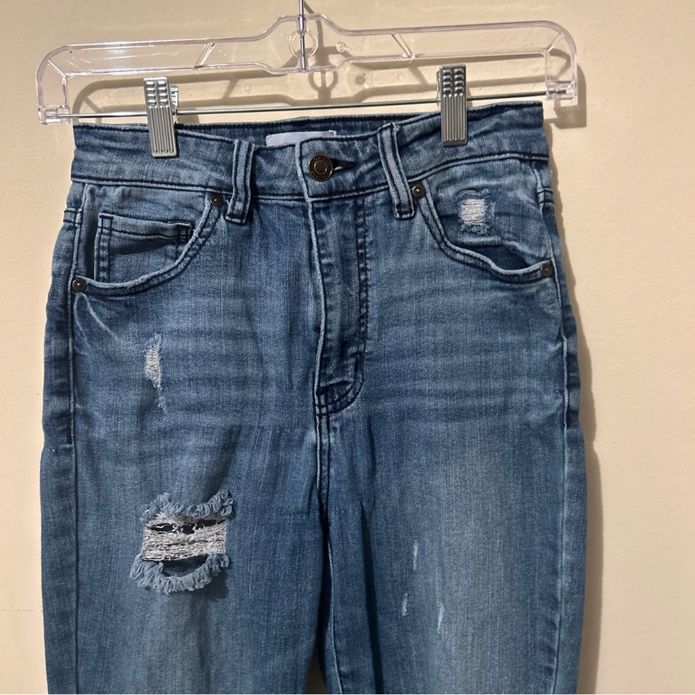 Oasis By Eunina Jeans Women’s Juniors 3 Distressed Faded Skinny - Picture 4 of 13